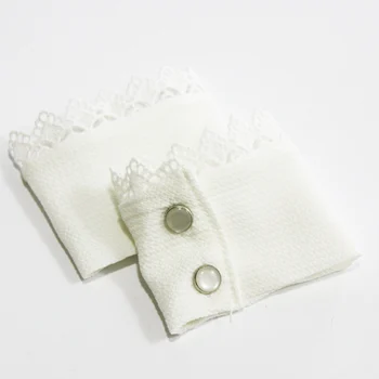 

1Pair Women DIY White Lace Ruffled Fake Cuffs Triming Fabric Sweater Sewing Detachable Wrist Band Decorative Sleeves BBB0605