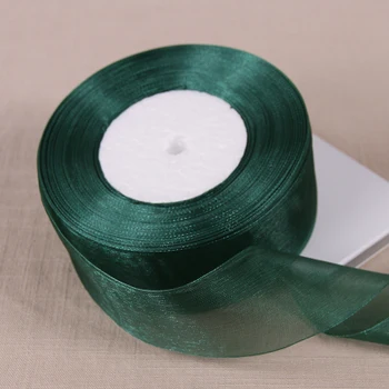 

50 yards/lot 38mm Dark Green organza ribbons wholesale /wedding decoration /Birthdays gift wrapping ribbons free shipping