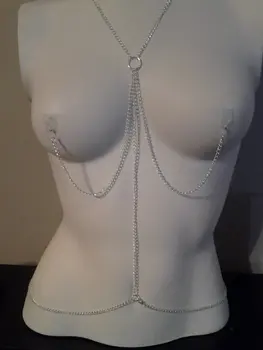 

Sexy Nipple Chain Jewelry Non Piercing Elasticity Clip For Women Gold And Silver Color Connecting Tassel Body Necklace Chains