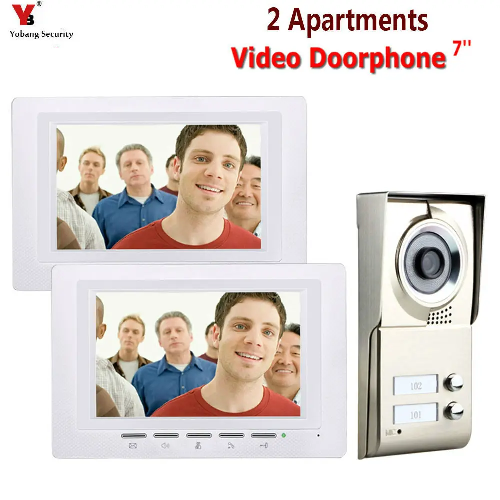 7'' Wired Color Video Door Phone Intercom System IR Night Vision Camera Doorbell +Indoor Monitor Screens for 2 Apartment 7'' Wired Color Video Door Phone Intercom System IR Night Vision Camera Doorbell +Indoor Monitor Screens for 2 Apartment