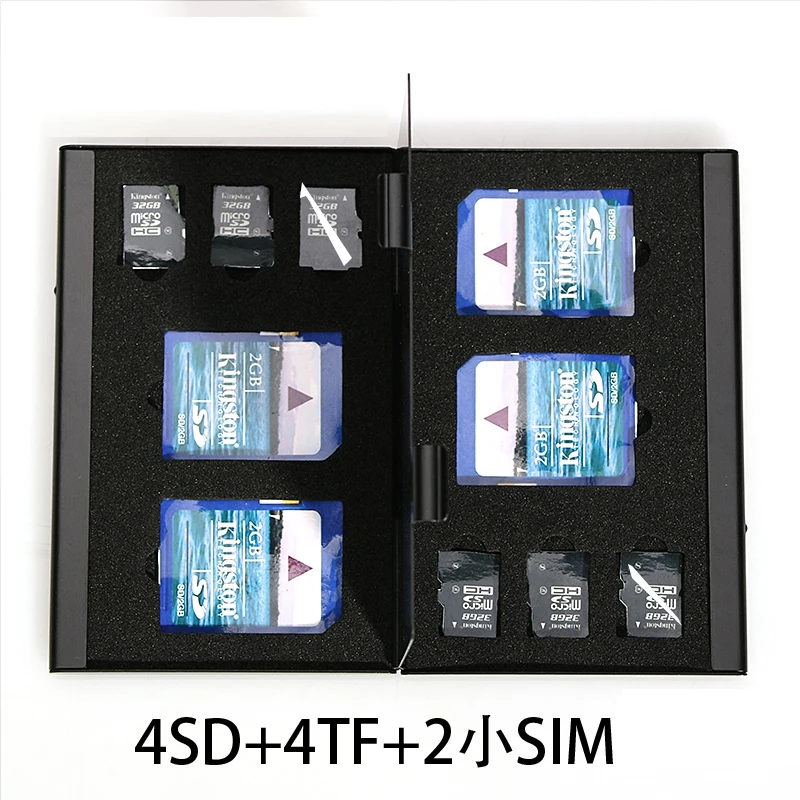 10 в 1 Алюминий коробка для хранения мешок Memory Card Case Держатель кошелек большой Ёмкость для 4 * SD Card 4 * Мирко SD 2 * sim-карты