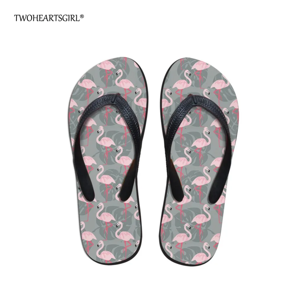 

Twoheartsgirl Gray Flamingos Slippers for Women Summer Shoes Flip Flops Women Beach Sandals Women sandalia feminina Flipflops