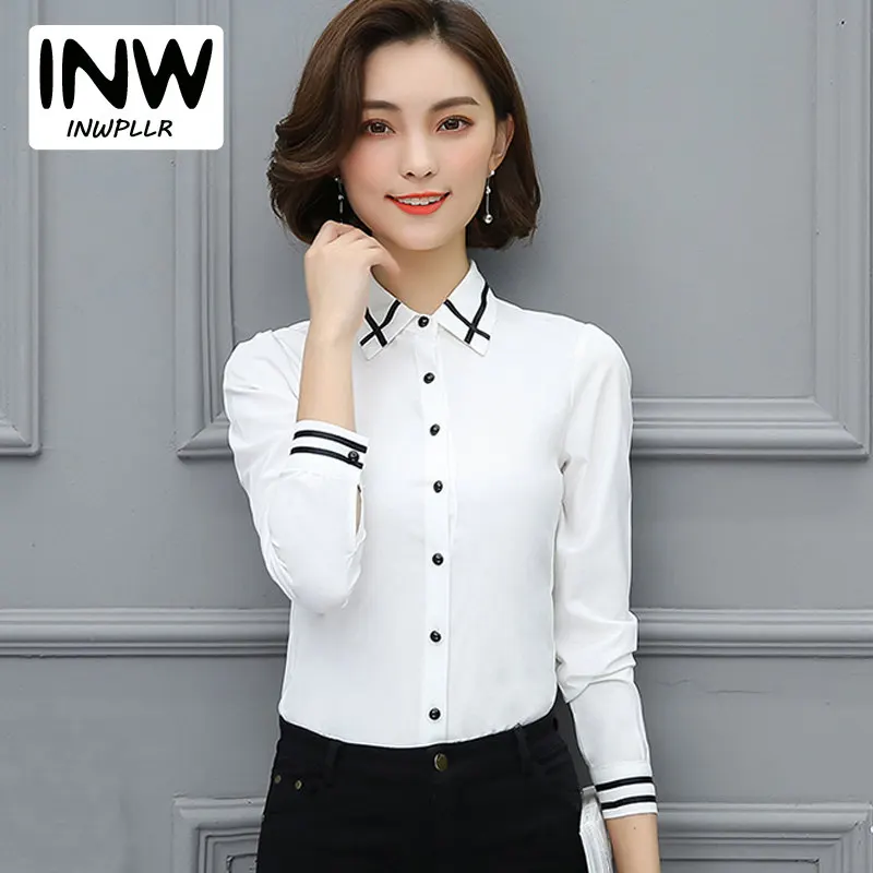 Шифон Blusas Mujer Moda 2019 осень плюс Размеры Топы Для женщин OL БЕЛЫЕ РУБАШКИ Femme Ete
