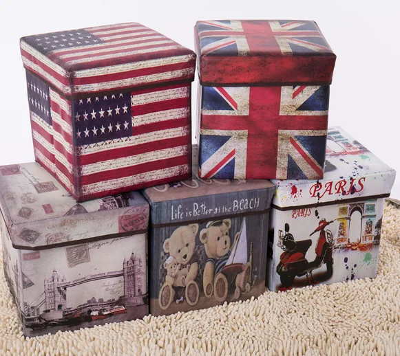 

vintage union flag storage box trunk debris storage box home table sundries container multifunctional organizer with lid C703