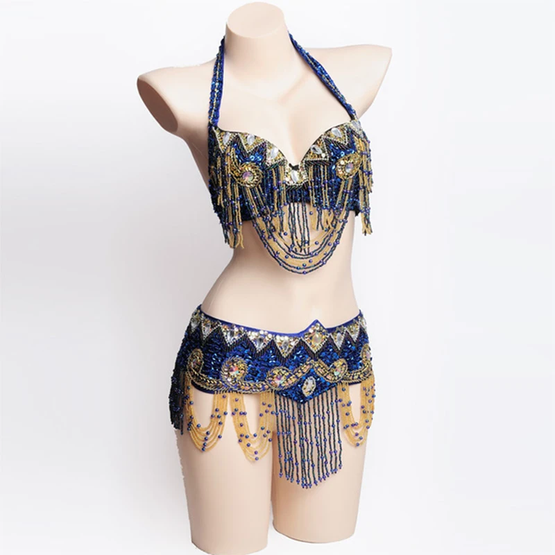 Special Customizable Hand Beaded Oriental Belly Dance Costumes Bra Belt XL Size 20-30 days