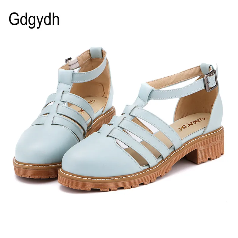 

Gdgydh Hot Sales 2018 Summer Closed Toe Women Sandals Fashion Casual Cut-outs Female Sandals Sweet Ankle Strap Women Shoes