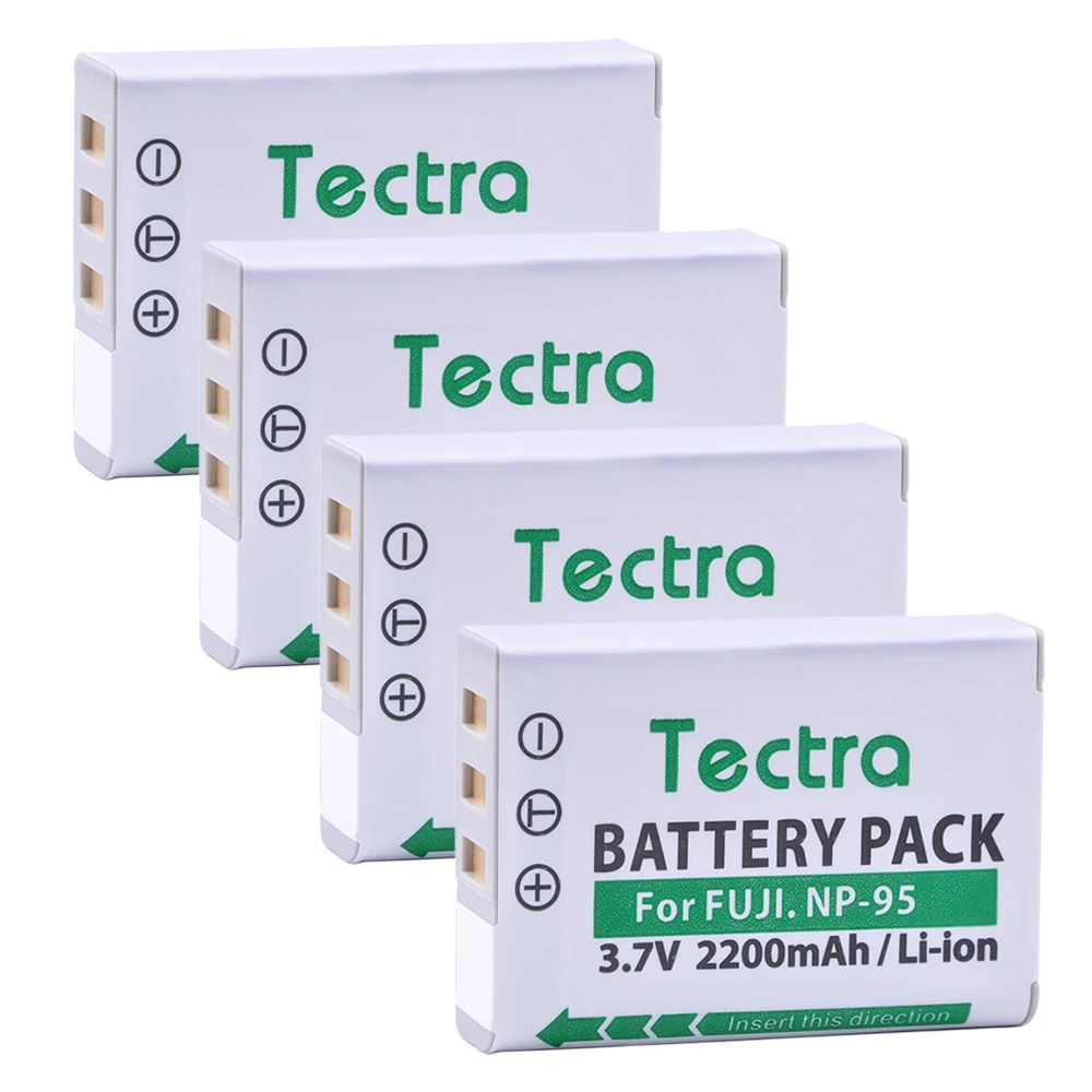 

Tectra 4pcs NP-95 NP95 NP 95 Camera Battery for Fujifilm FinePix REAL 3D W1 X100 X100S X-S1 F30 F31fd X30 X100T Ricoh GXR