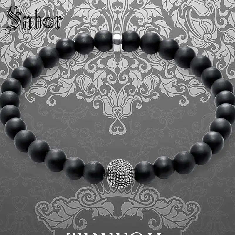 

jewellery Bracelet Strand with Kathmandu Obsidian Beads Couple Blackened Silver Fashion Jewelry Punk Gift Men Women Girls mens