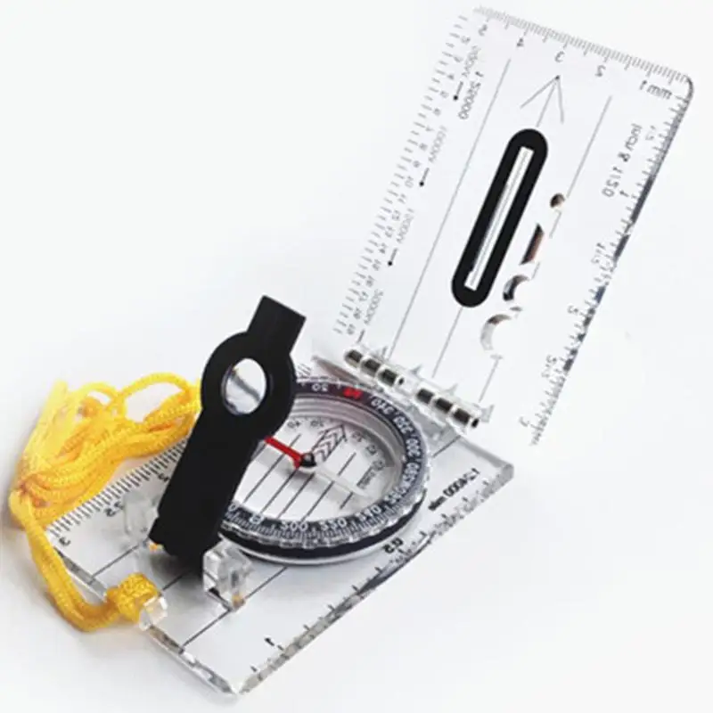 Multifunctional Outdoor Equipment Portable Compass Map Scale Ruler Hiking Camping Professional Mini Survival Equipment Outdoor