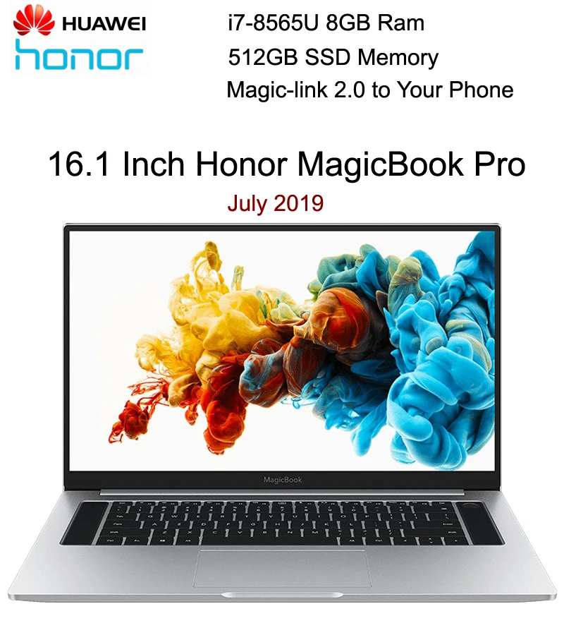 Новейший ноутбук HUAWEI HONOR MagicBook Pro notebook PC 16,1 дюймов 1080P матовый экран i7 8 Гб Ram 512 ГБ SSD MX250 видеокарта