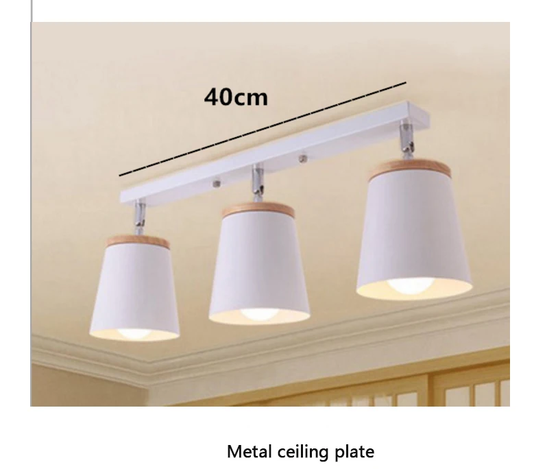 Modern Led Ceiling Light Fixture Iron Lampshade With Wood Adjustable Angle Nordic Indoor Hanging Lamp Corridor Aisel E27 White