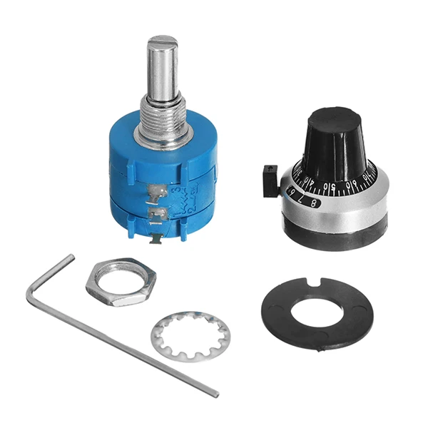

10K Ohm Multi Turn Wirewound Potentiometer With 10 Turns Counting Dial Rotary Knob Set Electronic Components