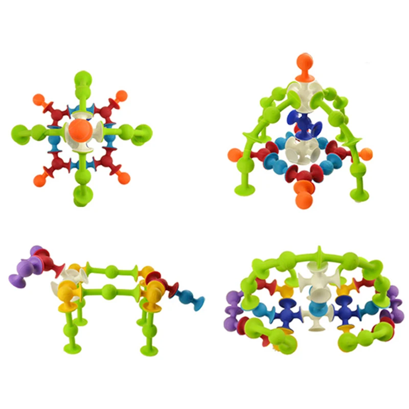 33-72 шт DIY силиконовые строительные блоки собранные присоски забавные строительные игрушки детские развивающие игрушки подарки