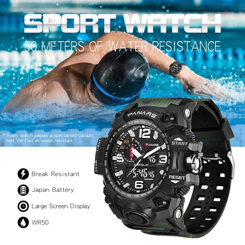 Panars Men Sport Digital Watch Waterproof LED Analog Electronic Quartz fitness Swimming Sport watch For Men 2019 Reloj Hombre Panars Men Sport Digital Watch Waterproof LED Analog Electronic Quartz fitness Swimming Sport watch For Men 2019 Reloj Hombre