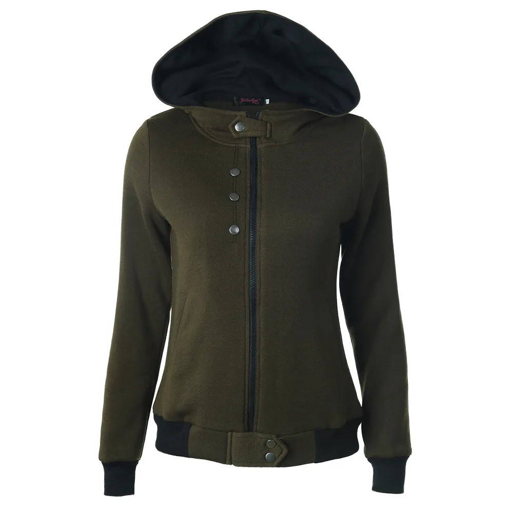 

2017 S-XXL Women Autumn Casual Hoodies Sweatshirt Coat Zip Up Outerwear Hooded Thicker Jacket Plus Size Tops