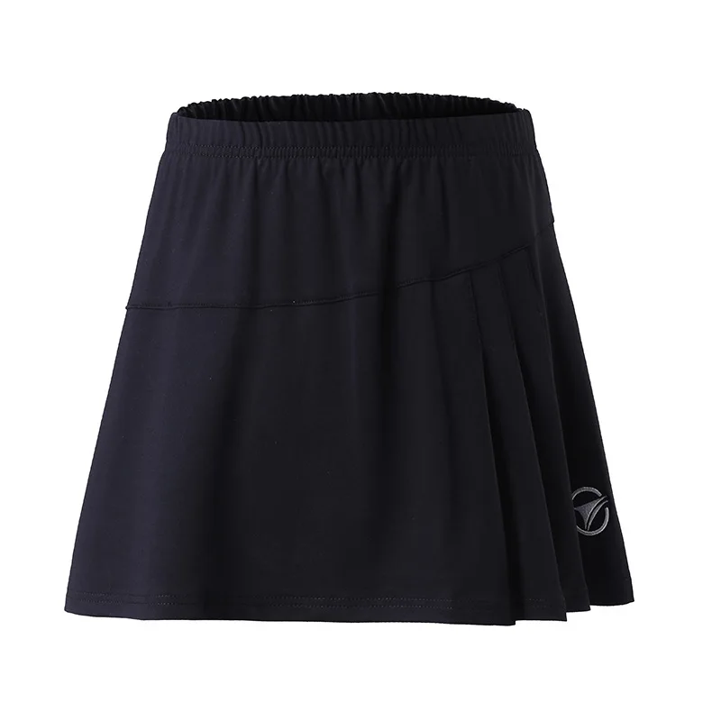 Новая женская и Девичья теннисная юбка с безопасными шортами Mujer Skort Женская юбка-шорты однотонные спортивные юбки коллега Студенческая юбка для бадминтона - Цвет: Черный