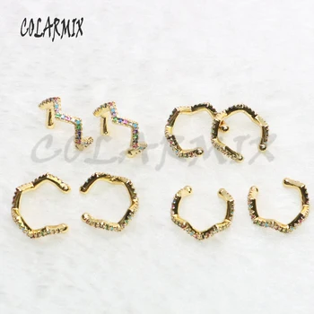 

10 pairs tiny hook earrings Cartilage earrings wave tiny hook earrings accessories rainbow crystal jewels for women 5599