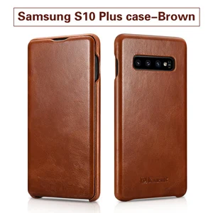 Для samsung Galaxy S10 Plus, откидной Чехол, изогнутый край, винтажная серия, натуральная кожа, магнитные Чехлы для Galaxy S10, чехол для сотового телефона s - Цвет: S10 Plus Brown