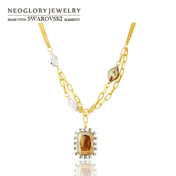

Neoglory Crystal & Rhinestone Pendant Charm Necklace Gold Color Luxurious Style Lady Embellished With Crystals From Swarovski