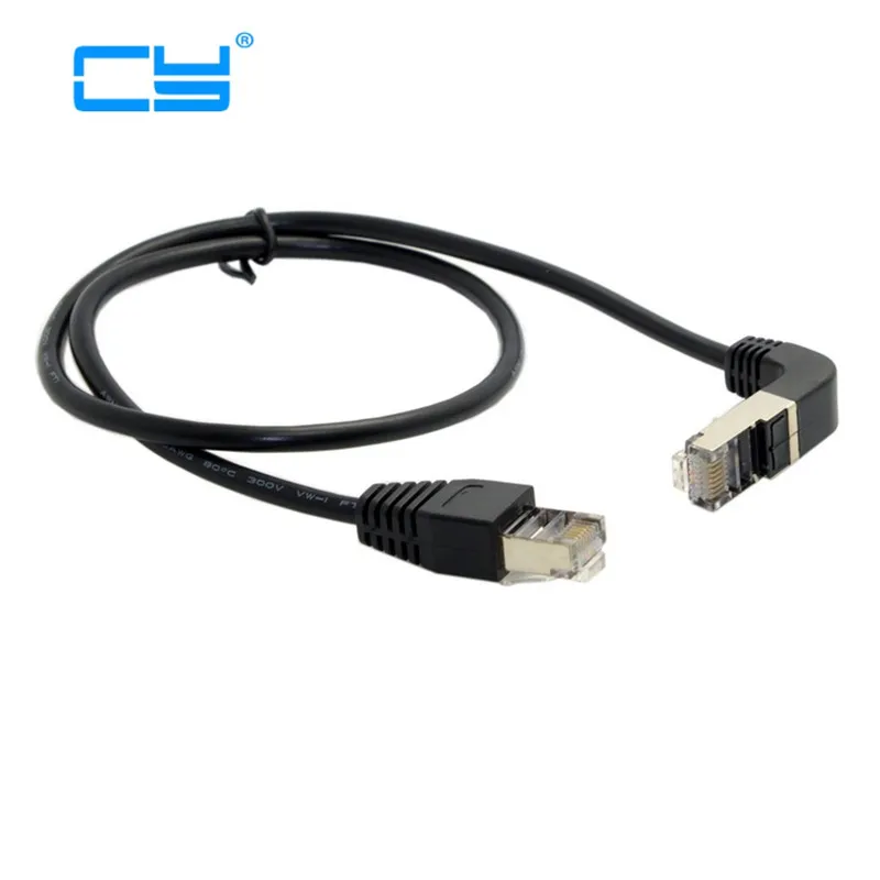 Пуховой угловой 8P8C STP Cat 5e Lan Ethernet сетевой патч-корд 90 градусов для прямого кабеля 50