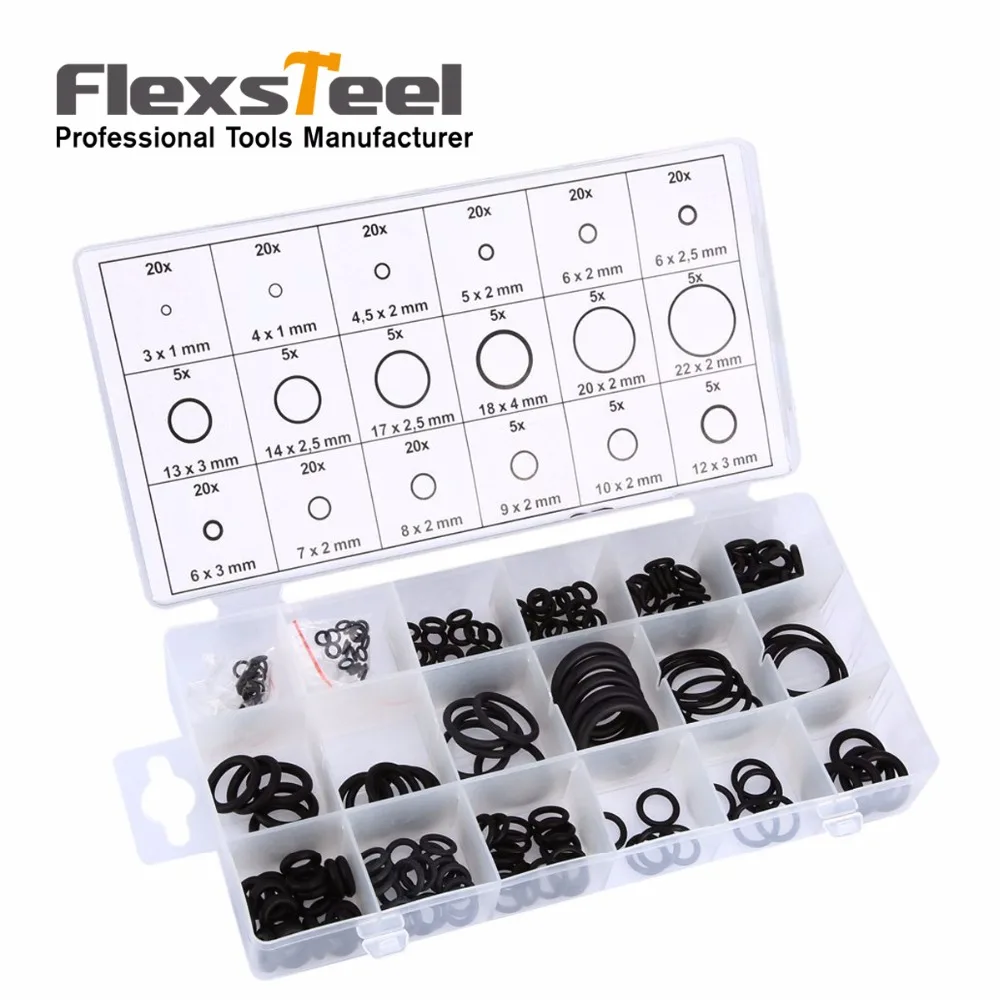 

18 Sizes 225Pcs/set O Ring Rubber Washer Seals Gasket Assortment Black O-Ring Seal Set Nitrile Washers for Car with Box Circlip