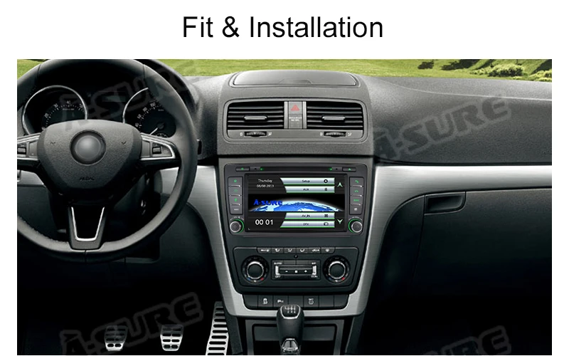 Sale A-Sure 2 Din 7 Inch Car Radio DVD player Stereo GPS Navigation For SKODA Octavia Yeti Fabia 2009-2013 Bluetooth RDS CANBUS 5