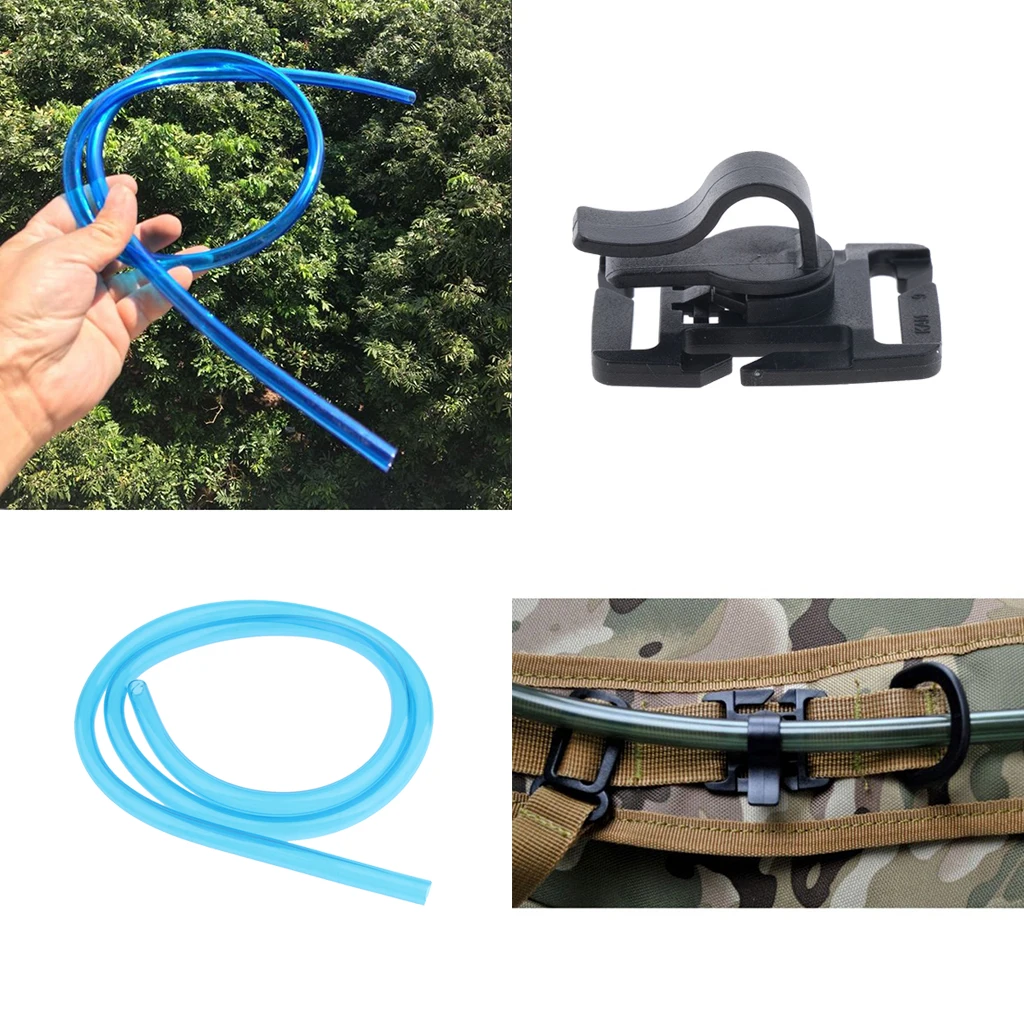 Hydration Pack Drink Tube Hose + Molle Backpack Pipe Hose Holder Buckle Hook for Hunting Trekking Walking