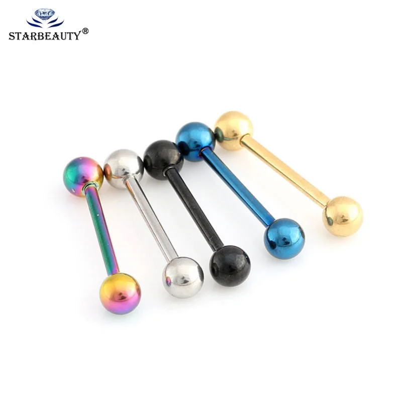 

2pcs 14G 16G 5 Colors Tongue Rings Piercing Earring Septum Industrial Barbell Flesh Tunnels Ear Plugs Ear Expanders Body Jewelry