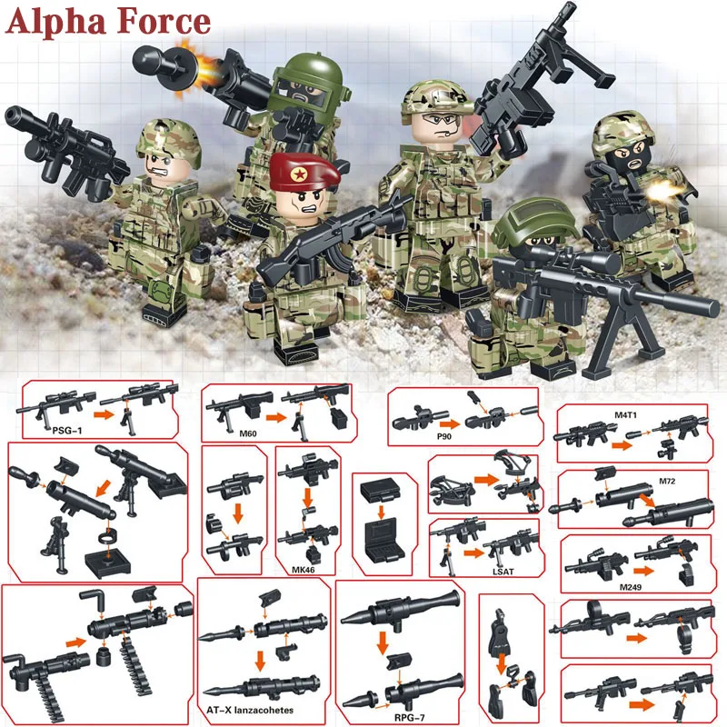 

Kitoz Russian Alpha Force Building Block Toy Mini Military Soldier Army Figure Set Brick Compatible with Lego toy for boy kids