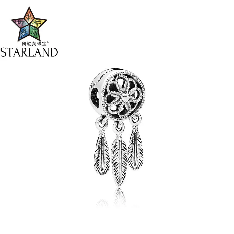 

Starland 100% 925 Sterling Silver fashion Charm Flower Openwork Feather shape Silver Bracelet for Woman