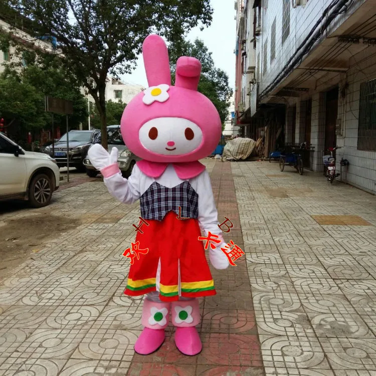 Кролик талисман костюм для продажи Девочка Кролик мультфильм персонаж маскарадные костюмы маскот необычный праздничный наряд костюм наряды взрослый размер