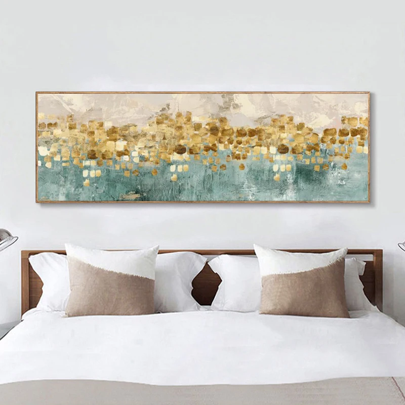 

Modern Abstract Oil Painting on Canvas Posters and Prints Wall Art Golden Money Beach Pictures for Living Room Decor No Frame