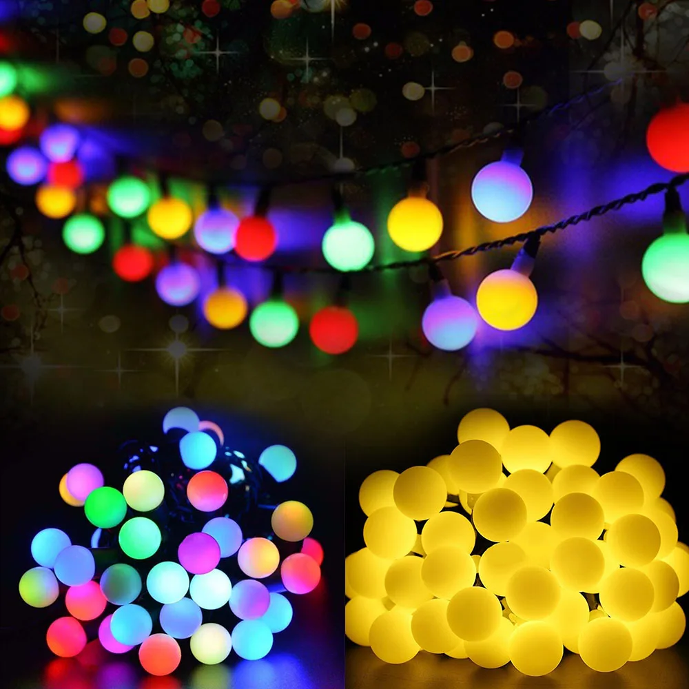 Многоцветный 50 светодиодный солнечный светильник серии s водонепроницаемый наружный шар сказочная гирлянда для праздника, Рождества, сада, свадьбы, украшения дома светодиодный светильник