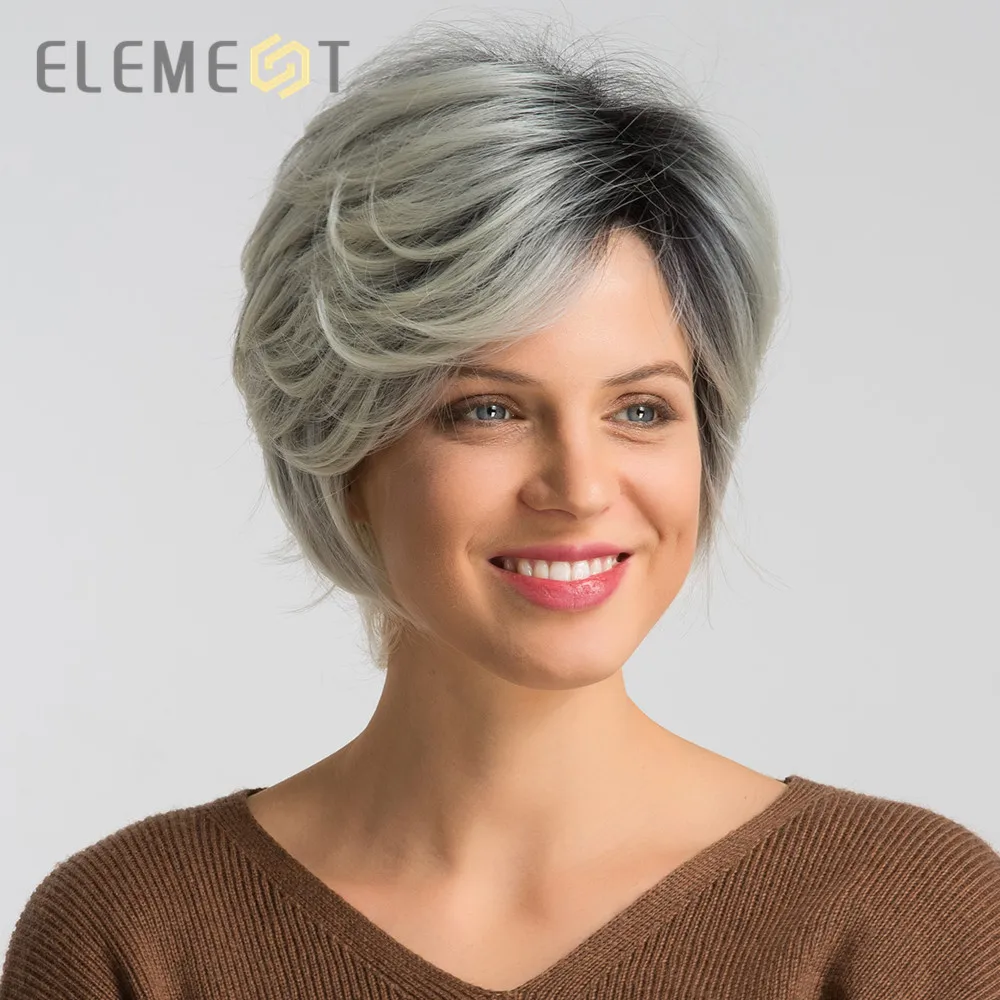 

Element Heat Resistant Synthetic Wig High Density 6 inch Short Pre Plucked Hairline Glueless Wigs for Women Free Shipping