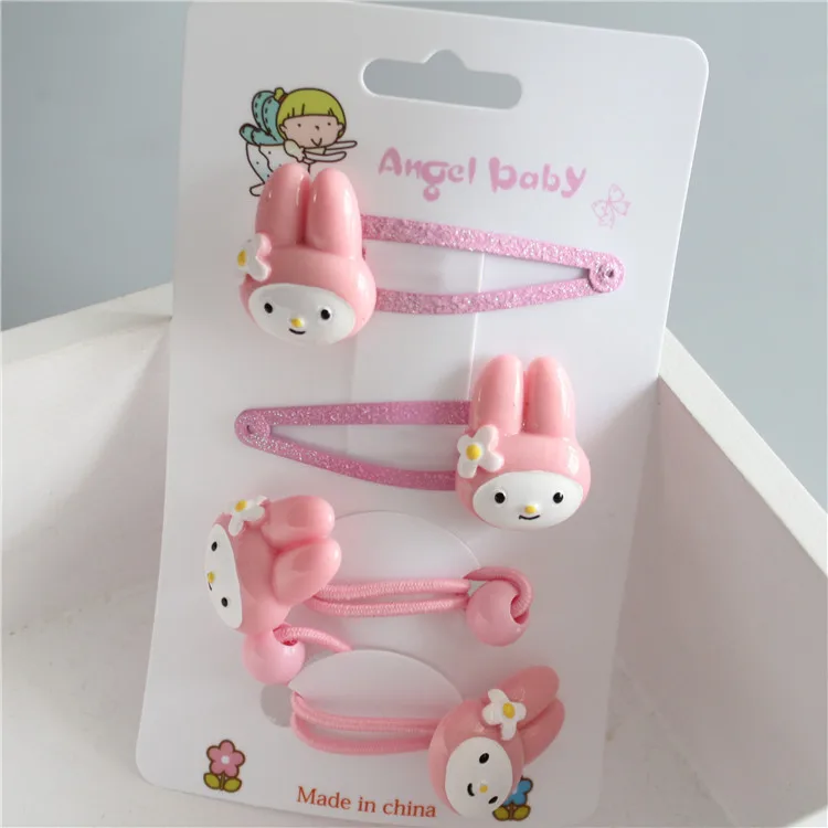

4 PCS Lovely Pink Flower Rabbit BB Clips Girls Hair Accessories Kids Hairpins Children Headwear Baby Hair Clips Headdress