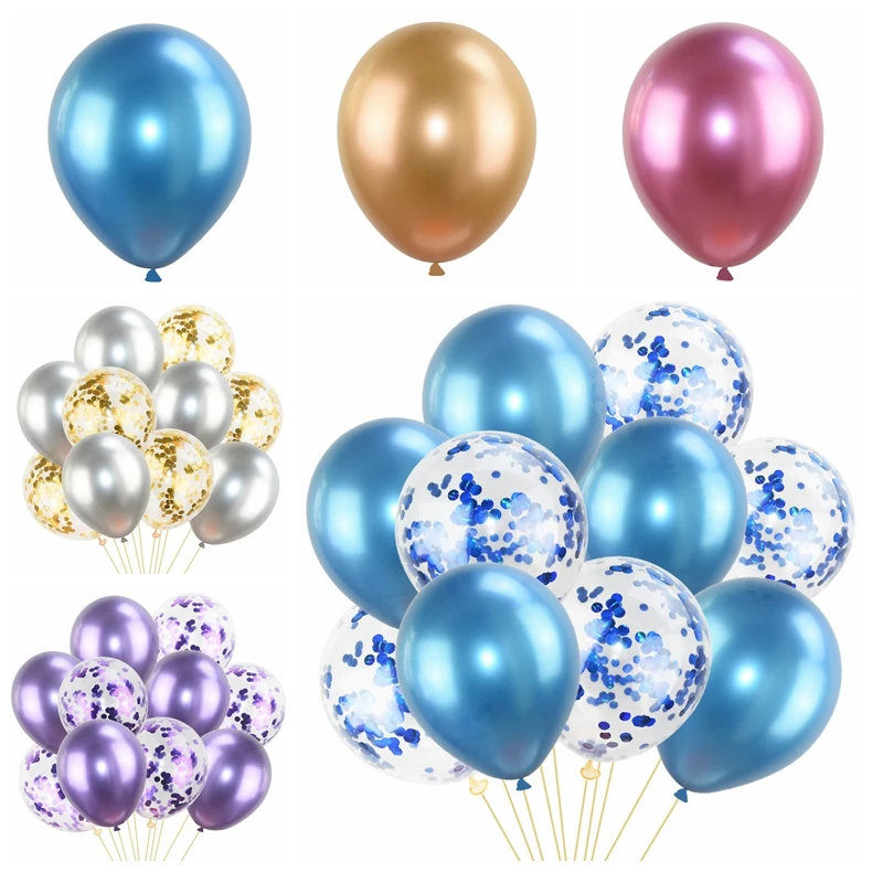 10 шт. 12 дюймов металлические шары с воздушный шар "Конфетти" Свадебные праздничные вечерние воздушные шары украшения для детей на день рождения принадлежности 8z