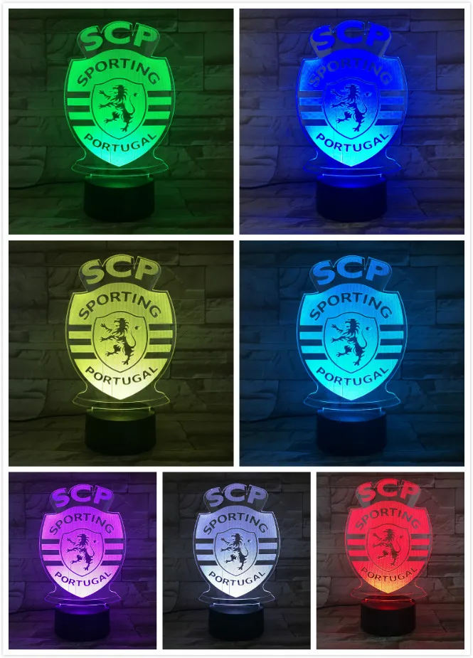 Lisbon Sporting Clube de Portugal LED Night Light 3D Illusion FC Primeira Liga Soccer Logo night lamp table bedside Children Kid Lisbon Sporting Clube de Portugal LED Night Light 3D Illusion FC Primeira Liga Soccer Logo night lamp table bedside Children Kid