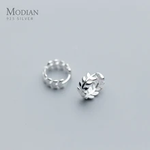 Modian, модные круглые серьги-кольца в форме листа Лаки, Классические серебряные ювелирные изделия из настоящего 925 пробы для женщин и женщин, Подарок на годовщину