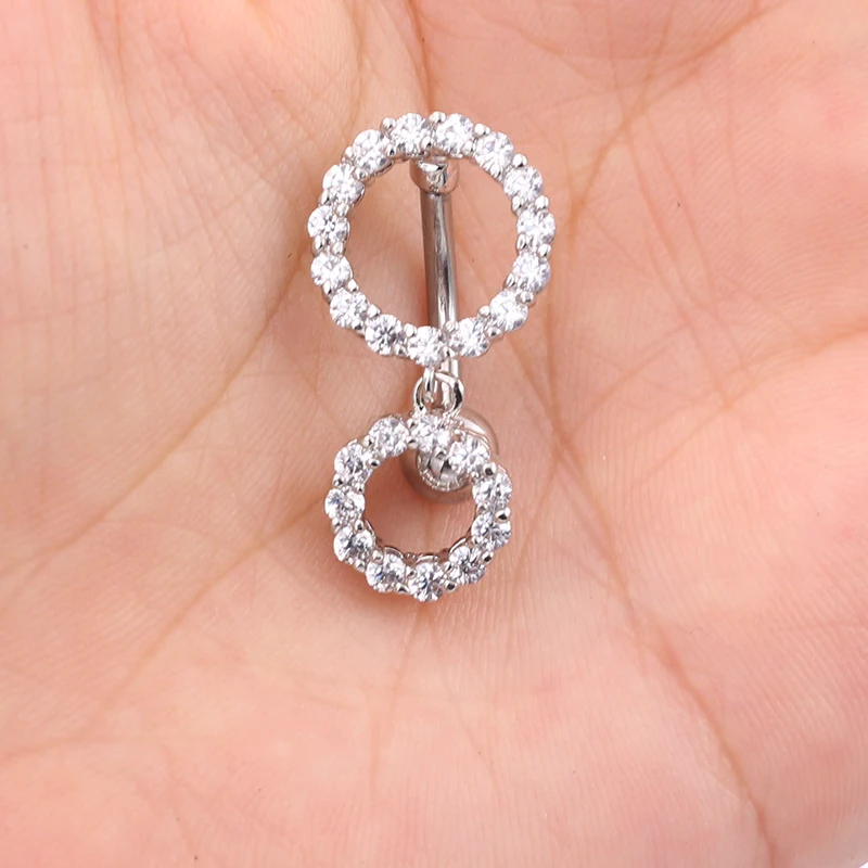 Starbeauty 1Pc Full CZ Dangle Ball Button Barbell Bar Belly Navel Ring Body Piercing women' Fashion Gift - Image 5