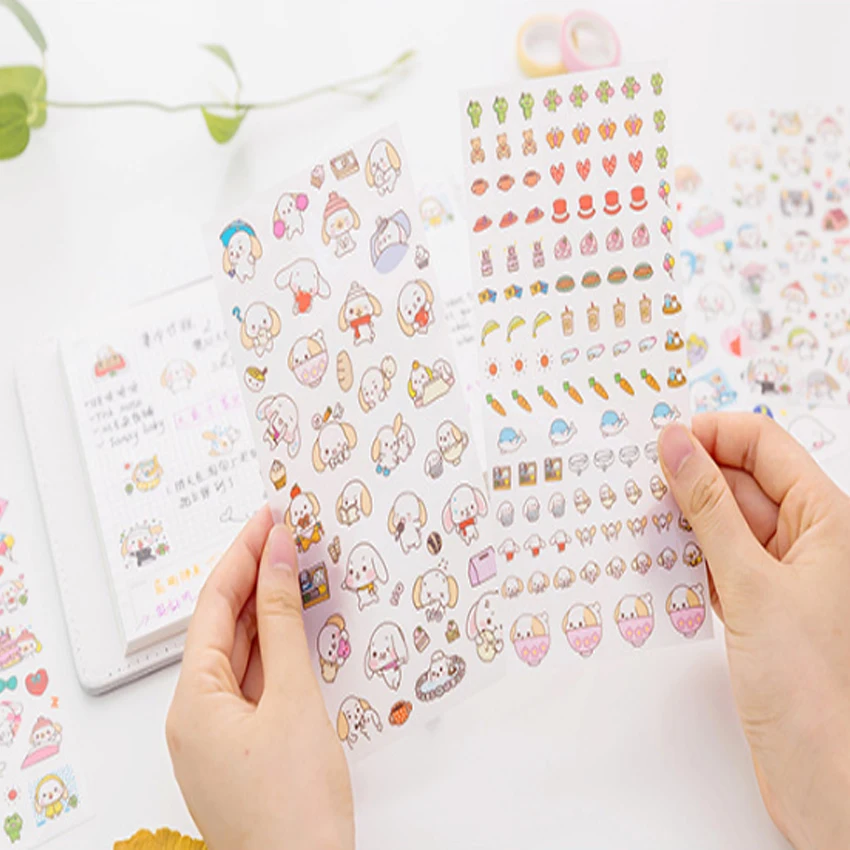 6pcs/pack Kawaii Cinnamoroll Sanrio Stickers DIY Scrapbooking Sticker Cute Dog Sticker Children Letter Diary sticker