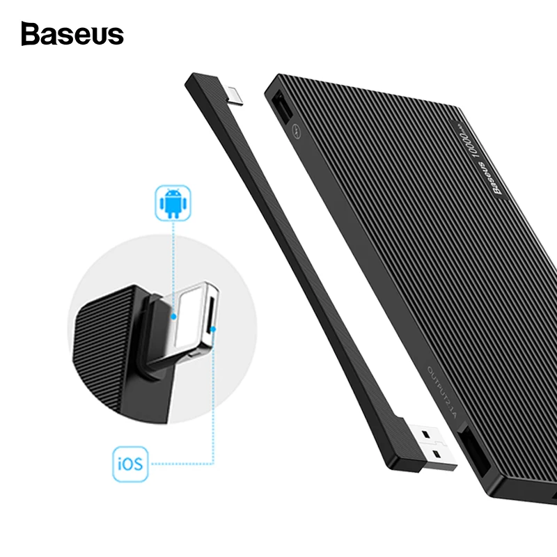 

Baseus 10000mAh Dual USB Power Bank Portable External Battery Charger For iPhone Mobile Phone LCD Powerbank With 2 in 1 Cable