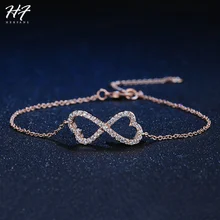 Высокое качество бесконечные 8 формы браслеты для женщин бантом Кристалл розовое золото цвет и серебряный цвет Рождественский подарок модные ювелирные изделия H104