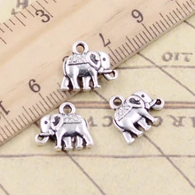 10 Uds dijes de elefante de doble cara 13x12mm colgantes tibetanos de Color plateado joyas antiguas para manualidades hechas a mano