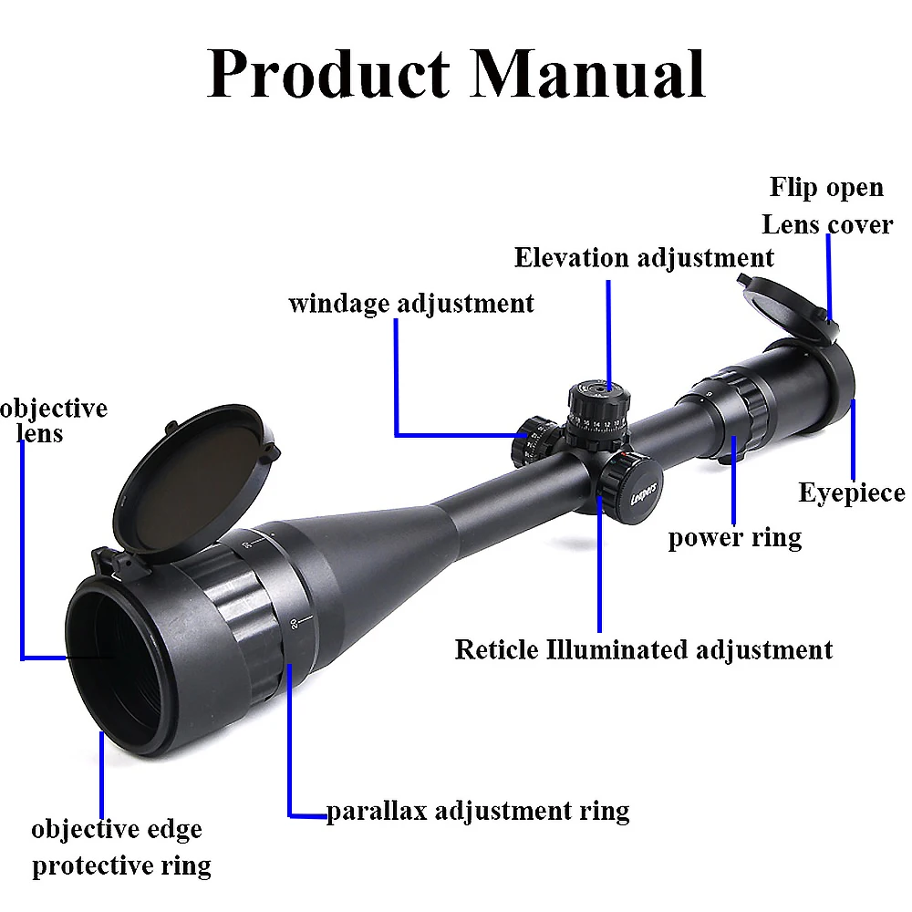 LEAPERS 6-24X50 Riflescope тактический оптический прицел красный зеленый и синий точечный прицел с подсветкой для охоты