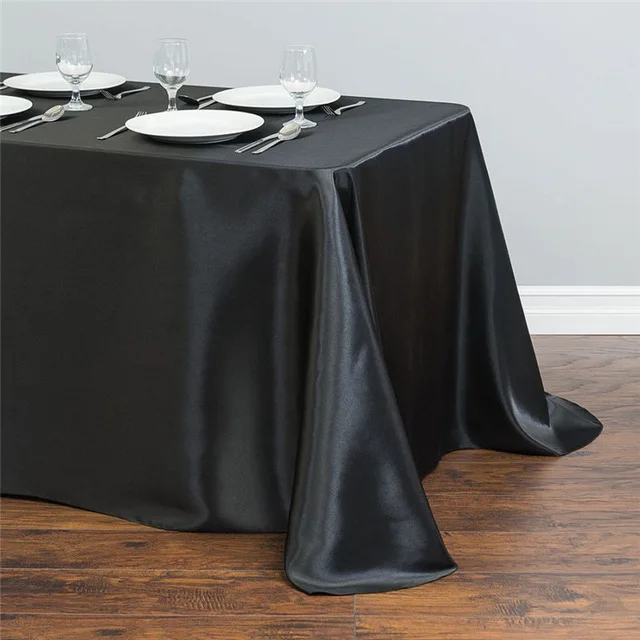 Высококачественная свадебная прямоугольная атласная Скатерть/Блестящая атласная Скатерть для свадебной вечеринки украшение для банкета - Цвет: black