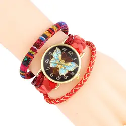 Модные женские туфли дамские часы-бабочка Повседневное Кожа Круглый Кварцевый наручный браслет, ремешок для Для женщин часы