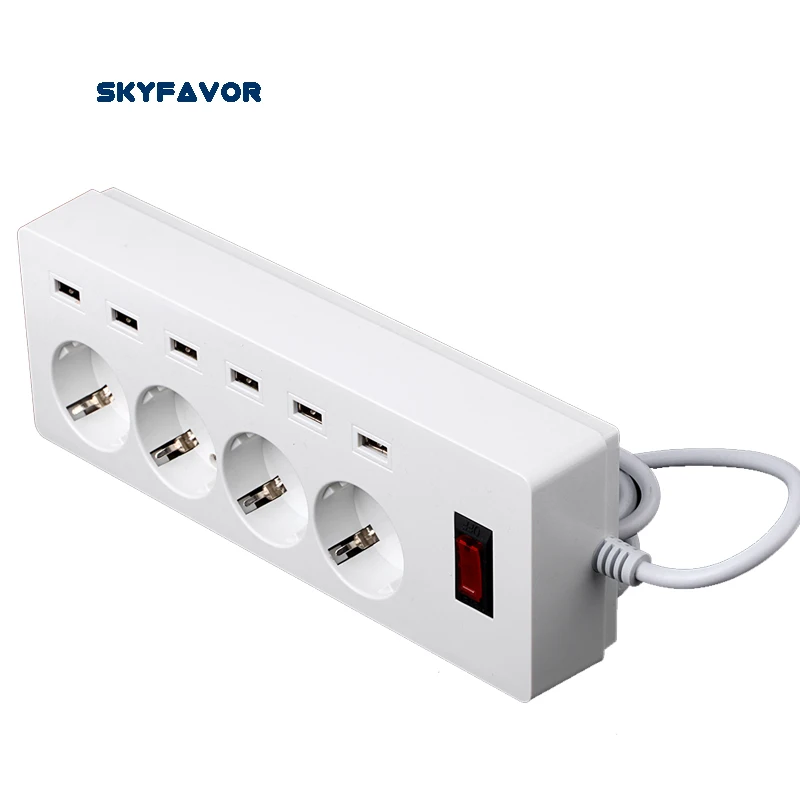 многофункции евро Сетевой фильтр питания с 6 USB порта и 4 розетки расширения для