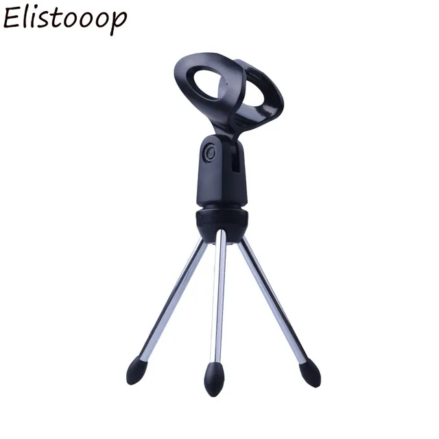 Elistooop Mini Portable Table Tops Microphone Tripod Zinc Alloy Mic Stand Bracket Desktop Adjustable Microphones Tripods Holder