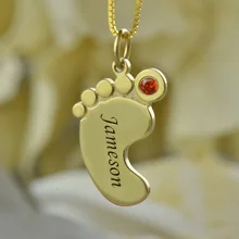 Collar de Color oro Collar de piedra de Nacimiento de Los Pies Del Bebé Mamá niños Collar de Nombre Grabado Celebrar Mamás Niñas Nombre Joyería