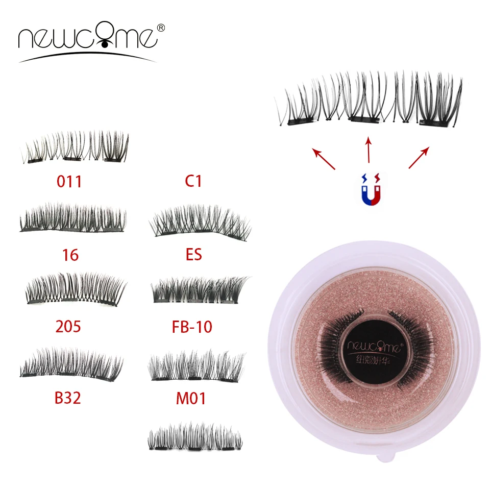 NEWCOME 3 магнитные ресницы ручной работы 3D/6D натуральные магнитные ресницы полные полоски ресницы реснички инструмент для макияжа